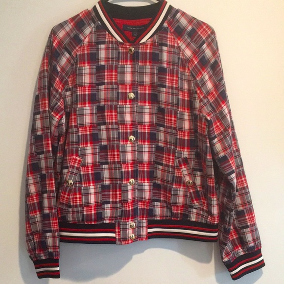 Vintage Tommy Hilfiger Patchwork Bomber Jacket L - Picture 1 of 16